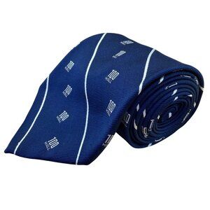 Givenchy Men Blue Silk/Polyester Striped Logo Tie Designer Accessory
